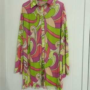 Neon Abstract Button Up